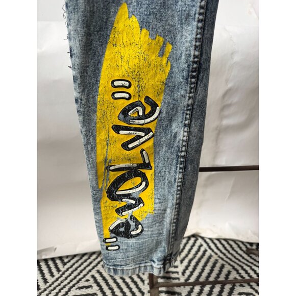 FWRD Denim Distressed Mens Graffiti Jeans Size 42 With Colorful Graphic Details - Picture 9 of 16